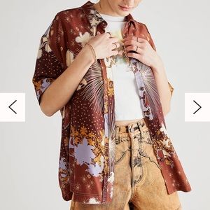 Free people Share Good Vibes Button down